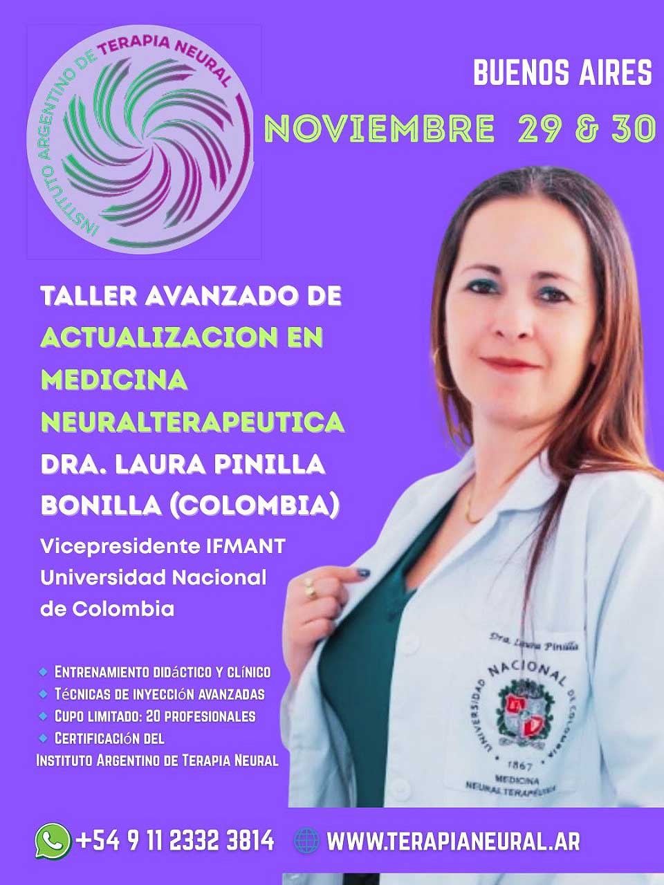 TALLER AVANZADO DE ACTUALIZACIÓN<br />
EN MEDICINA NEURALTERAPÉUTICA
